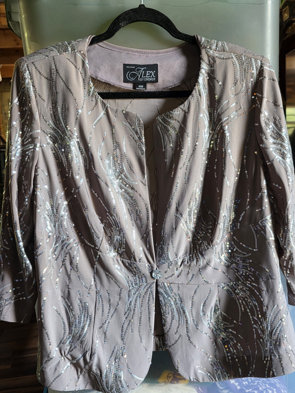 Alex Evenings Lavender And Silver Beaded Evening Jacket